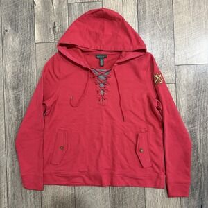 Lauren Jeans Co Ralph Lauren Lace Up Sweatshirt Womens L Nautical Crest Hoodie